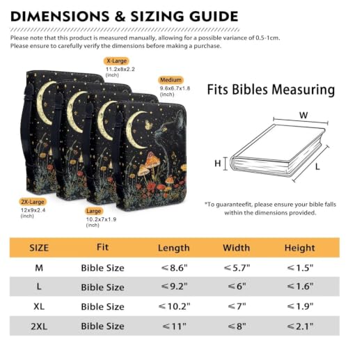Black Cat Moon Leather Bible Cover for Women with Handle - color: Black Cat Moon, size: 2XL