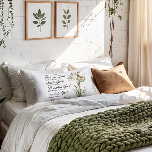 Eucalyptus Cross Christian 12x20 Pillow Cover, Bible Verse Home Decor, Bible Scripture Religious Decorative Throw Pillow Covers Pillowcases for Church Home Living Room Bedroom Decor - color: Bible(white02)