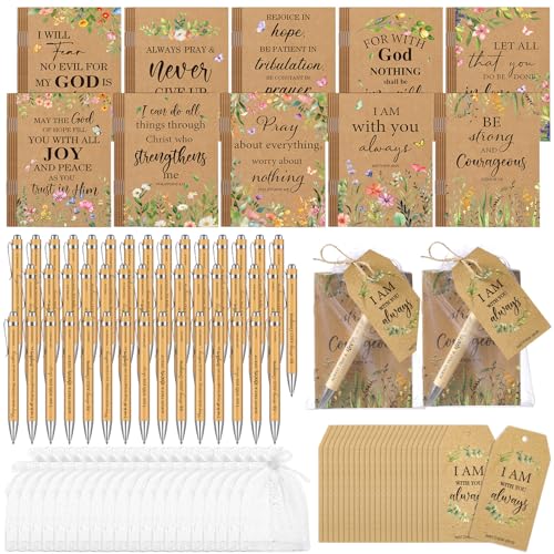 Qeeenar 200 Pcs Christian Gift Bulk Set Bible Verse, Retro Color, Floral - color: Retro Color, style: Floral