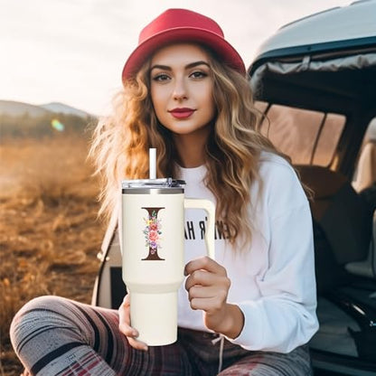 Personalized Gifts for Women, Customized Mother's Day, Birthday, Xmas Gift For Grandma, Mom, Wife, Friends, Sisters, Coworkers, Monogrammed Tumbler 40oz with Lid and Straw - color: I