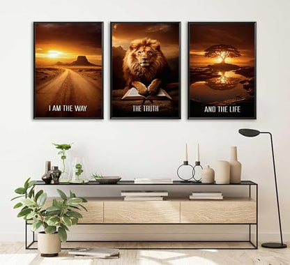 JWDXNOOK 3 Pcs Christian Faith Canvas Prints Wall Art 16x24 Inches Unframed - color: Yellowish brown, size: 16x24Unframed