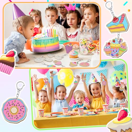 Trnayi 36 Pcs Dessert Unfinished Wood Keychain Color Your Own DIY Craft - style: Ice Cream