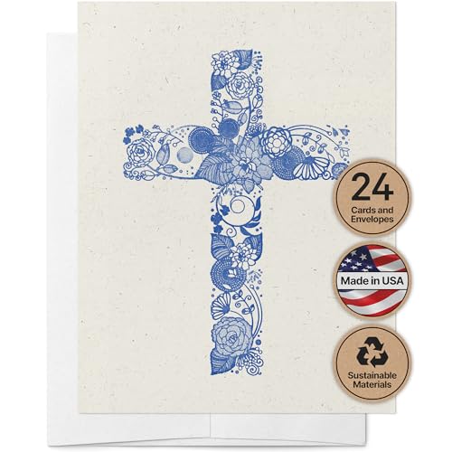 Twigs Paper Christian Cross Greeting Cards, 24 Blank Note Cards - color: Christian Cross, size: 24-Count