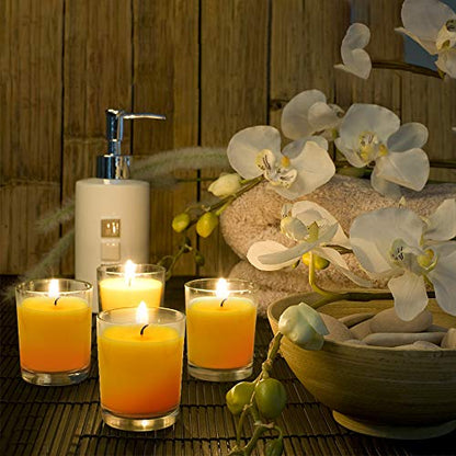 Small Citronella Candles Outdoor and Indoor Soy Wax Votive Candles for Party Dinner and Camping - 12 Hours Burn Time, Set of 12 - color: Yellow