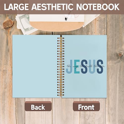 KAOWT Boho Christian Notebook Journal, Bible Notebooks for Note Taking, Christian Gifts for Women, Prayer Scripture Journal, Jesus the Way the Truth the Life Hardcover Spiral Notebook 5.5x8.3in Blue - color: notbook bible-jesus blue