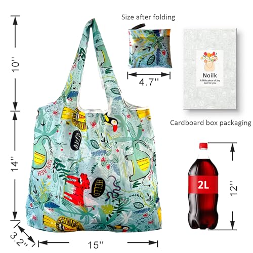 Aesthetic Printed Tote Bags, Lightweight Foldable Reusable Carry Bags - color: Pitaya 4 Pack