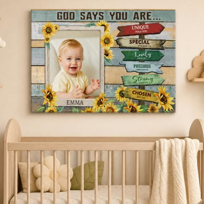 Ipplee Custom Signs Wall Art Photo Frame, God Says You Are Sunflower - color: Design06