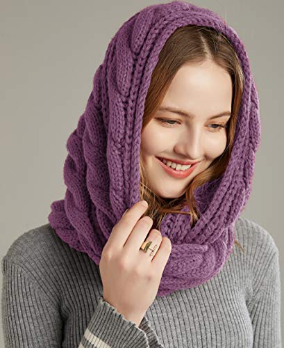 NEOSAN Womens Thick Ribbed Knit Winter Infinity Circle Loop Scarf - color: Twist Grape Purple