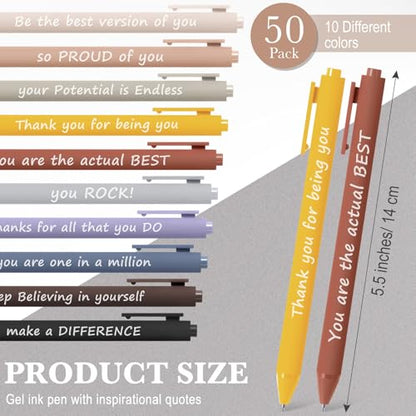 Crtiin 50 Pcs Inspirational Pens Bulk Neutral Tones, Thank Yourself - color: Neutral Tones, size: 1 Count (Pack of 50)