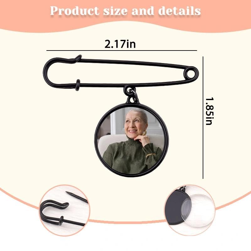 Wedding Double Picture Frame Brooch for Bride Grooms Boutonniece Pin for Wedding Bouquet - color: black one