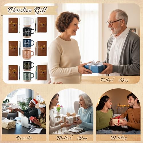 Potchen 18 Pcs Christian Church Gift 13oz Coffee Mug Journal Pen, Neutral - color: Neutral Brown, size: Bible