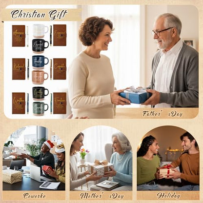 Potchen 18 Pcs Christian Church Gift 13oz Coffee Mug Journal Pen, Neutral - color: Neutral Brown, size: Bible