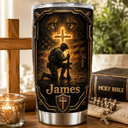 Personalized Christian Gifts For Men - A Child Of God Warrior Faith Bible Tumbler V20 - Man Of Faith Christ Religious For Dad, Husband, Grandpa on Fathers Day, Christmas, Birthday - color: CH-VAR-20