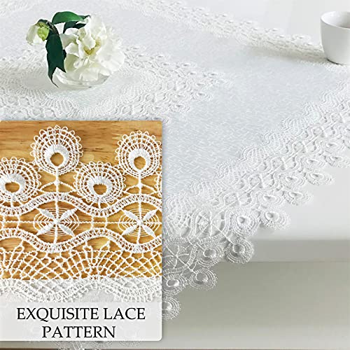 Lace Tablecloth Rectangle Fabric Washable Off White 16x35inch - color: H17879-white-1, size: 16*35