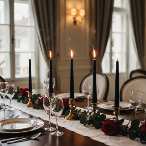 4 Pack Black Taper Candles丨Taper Candles 10 Inch Dripless丨Unscented & Smokeless Candlesticks Bulk丨7-8 Hours Long Burning Tall Candles丨Ideal for Christmas Weddings Parties Dinner - color: Black, size: 4 Pack Taper Candle