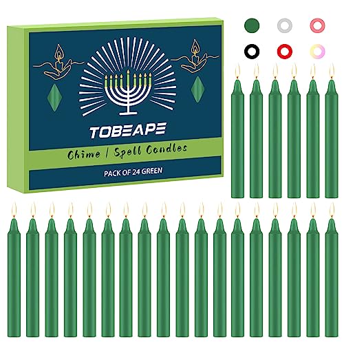 Tobeape 24 Pack Green Spell Chime Candles, 4" Unscented Mini Taper Candles - color: Green, size: 4 inch Taper Candle-24pcs