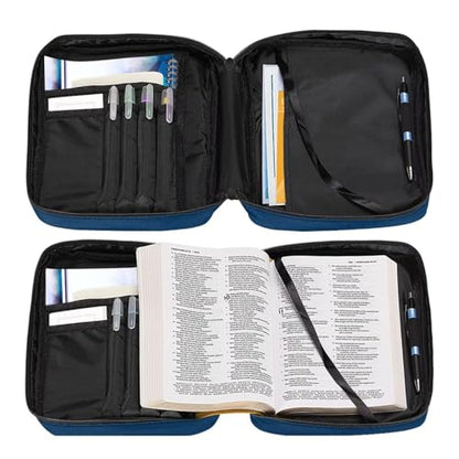 Coldinair American Flag Shark Bible Cover with Handles - Zippered Bible Carrying Case for Women Girls - Cute Tote Bag Book Cover Accessories - Christian Church Bag Purse - color: American Flag Shark