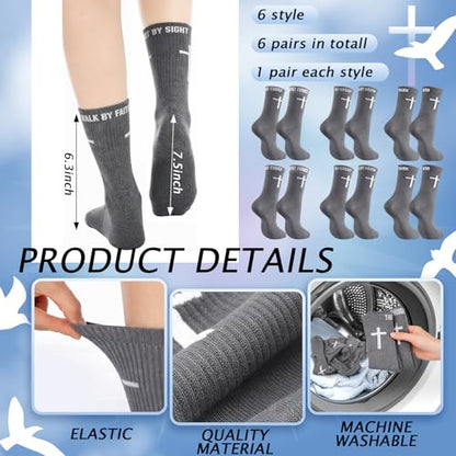 Chicingyou Christian Cross Socks for Men Youth, Us Size 6-12 - color: Grey