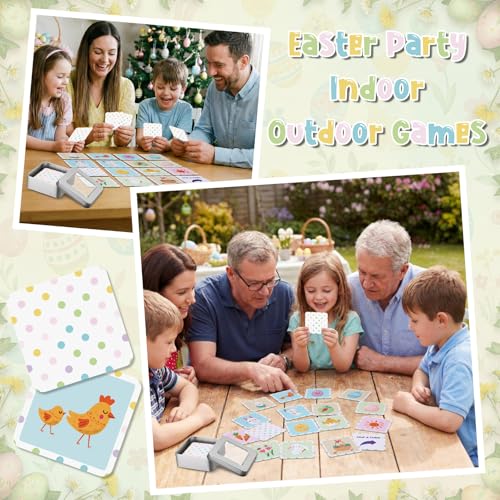 Tinlade 46 Pcs Easter Memory Matching Game with Metal Tin Religious Bunny Egg Card Concentration Memory Games Card for Easter Basket Stuffers Party Family Games Spring Carnival Prizes