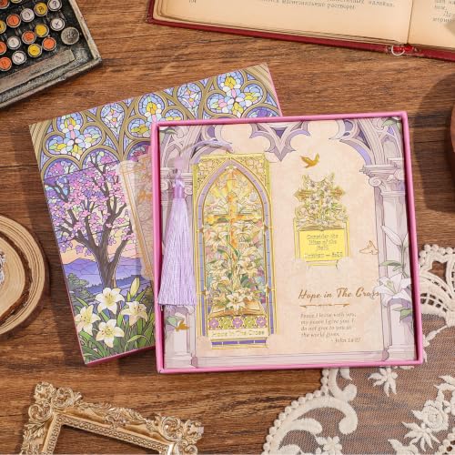 2PCS Metal Bookmark & Book Clip Gift Set, Bible Stained Glass Themed Bookmarks, Book Marks for Reading Women, Men, Adults, Book Lovers, Book Markers for Teachers Appreciation Gifts, Hope in the Cross
