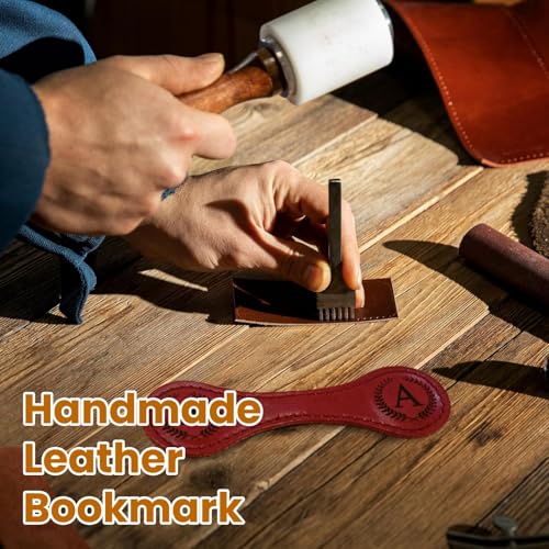 MOTEERLLU Personalized Magnetic Leather Bookmark,Initial,Brown-L - style: Brown-L
