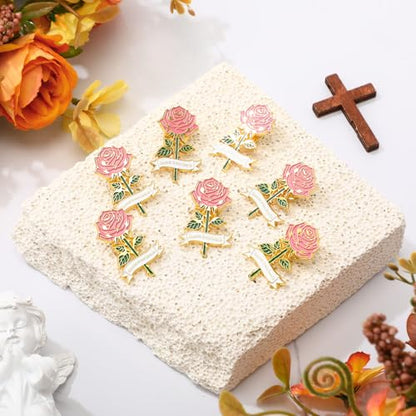 Misdary Funeral Favors Guest Memorial Rose Pin - color: Pink