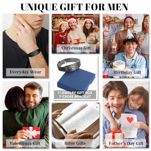 DuoDiner Cross Bracelet for Men Gifts Christian Confirmation Baptism Gifts - color: Black, size: Flag Cross-Serenity Prayer