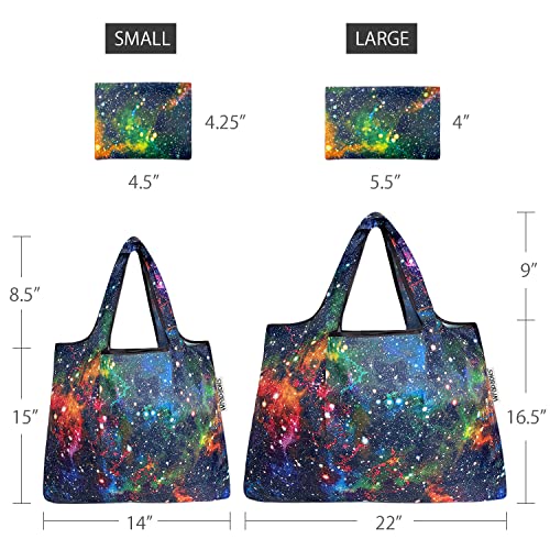 allydrew Large Foldable Tote Nylon Reusable Grocery Bags - color: Set of 2, Galaxy, size: Large & Small (Set of 2)