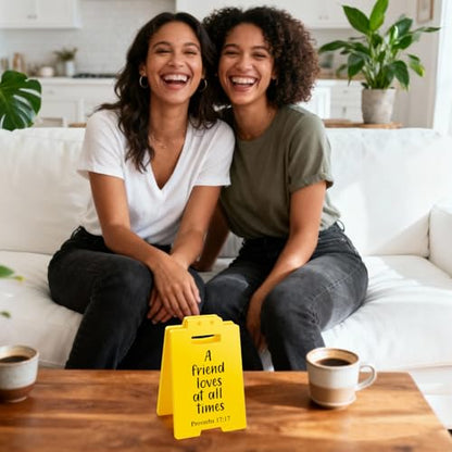 Christian Bestfriend Friend Gifts - A Friend Loves at All Times, Quote Proverbs 17:17, Bible Verse Religion Desk Sign Best Friend Gift for Women Men Bestie Galentines Valentines Day Birthday - style: A Friend Loves at All Times