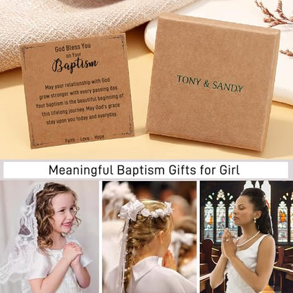 TONY & SANDY Christian Gifts for Women, Religious Cross Bracelet Faith Jewelry, Confirmation Baptism Christmas Birthday Gifts for Women, Unique Gifts for Teens Girls Kids Adults - style: Baptism