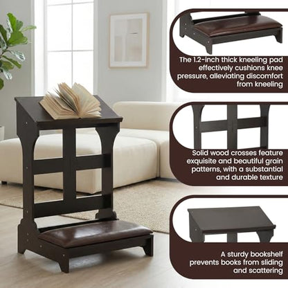Prayer Kneeler Bench Wooden Prayer Bench for Kneeler Prayer Wooden Church Prayer Chair Prayer Bench Stool Padded Kneeler Prayer Table at Home with Cushion Pad