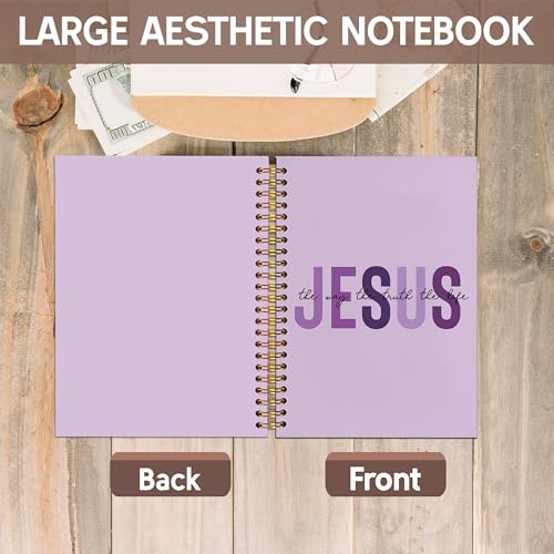 KAOWT Boho Christian Notebook Journal, Bible Notebooks for Note Taking, Christian Gifts for Women, Prayer Scripture Journal, Jesus the Way the Truth the Life Hardcover Spiral Notebook 5.5x8.3in Purple - color: notbook bible-jesus purple