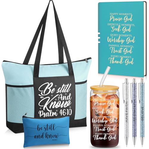 Shinylin 7 Pcs Christian Gift Set for Women Biblical Gifts Women Inspirational Presents Xmas Party Suit - color: Blue