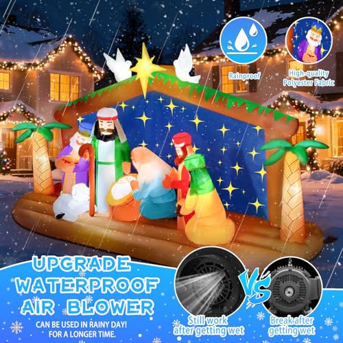 Kalolary 12FT Long Christmas Inflatable Nativity Scene