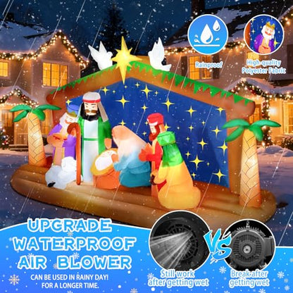 Kalolary 12FT Long Christmas Inflatable Nativity Scene
