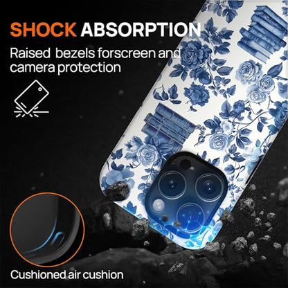 Magnetic Case for iPhone 14 Pro Max, Compatible with Magsafe PC Hard Shell & Silicone Inner Bumper Anti-Scratch Full-Body Cover Shockproof Slim Design Bookish Flower Rose Book Lover - color: Bookish Flower Rose Book Lover, size: iPhone 14 Pro Max