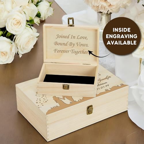 Personalized Wedding Keepsake Box, Custom Engraved Memory Box for Newlyweds - style: 10. Wedding Designs