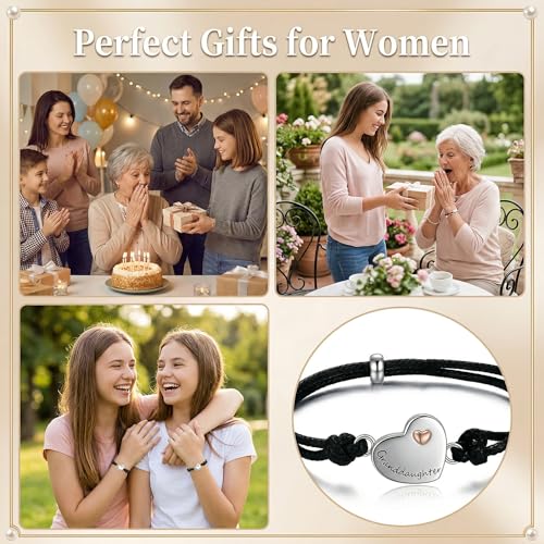 POPLYKE 925 Sterling Silver Infinity/Cow/Wing/Cross/Heart Bracelet for Mom and Daughter Jewelry Birthday - style: Grandmother Granddau. Bracelet Set
