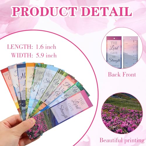 Jetec 150 Bible Verses Gift Set for 30 Christian Bookmarks 30 Scripture Ballpoint Pens 30 Christian Notebooks 30 Bible Verse Keychain 30 White Organza Bags for Women Men Office Church(Scenery) - style: Scenery
