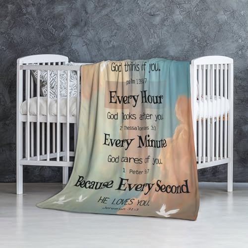 Custom Blanket Bible Verse Blanket with Inspirational Thoughts and Prayers Religious Throw Blanket Soft Lightweight Cozy Plush Warm Blankets for Women Men Christmas Birthday Gifts - color: Design05