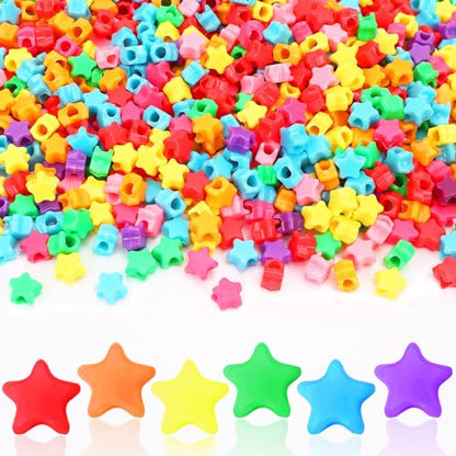 UPINS 1200Pcs Rainbow Star Pony Beads for Bracelets 4th of July Pride Party - color: Red Orange Yellow for Star