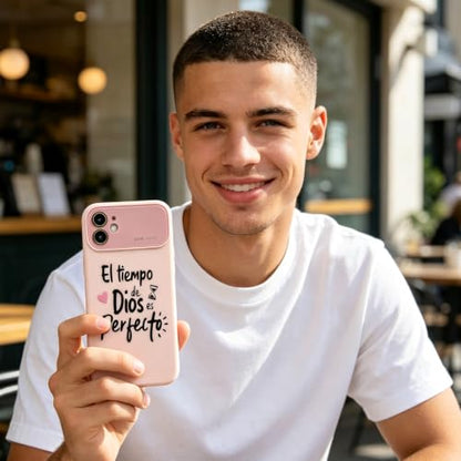 for iPhone 17 Pro Max Case God's Timing is Perfect Spanish Bible Verse Phone Case, Full Camera Lens Protection, Shockproof Drop Resistant Durable Cover (Pink, iPhone 12) - color: pink, size: iPhone 12