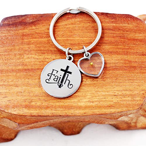 Uloveido Stainless Steel Faith Cross Keychain & Jesus Loves Me Christian Keyring Mustard Seed Charms Religious Jewelry - style: Classic