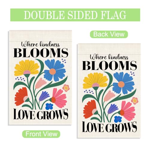 Where Kindness Blooms Love Grows 12 x 18 Inch Floral Garden Flag - color: White 2