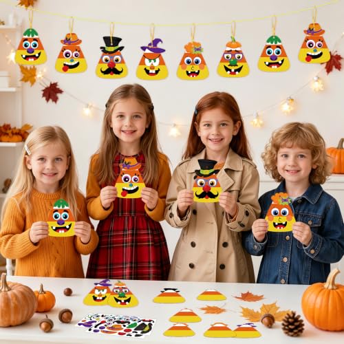 24Pcs Halloween Craft Kit for Kids, DIY Candy Corn Stickers (Mature) - style: Candy Corn Mature