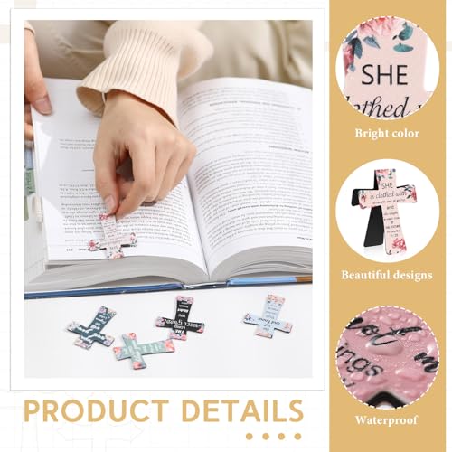 Resurhang 48 Pcs Magnetic Bookmark Cross Bible Verse Marker, Flower - style: Flower