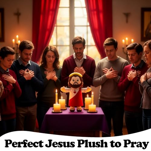 Jesus Plush Christianity Stuffed Animal – Sacred Heart Savior Stuffed Doll Christian Baby Toy for Church Sunday School Religious Gift for Children Kids Adult 13 Inch - style: Red Jesus Figurine