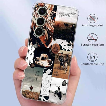 Western Cowboy Aesthetic Collage Case for Samsung Galaxy S26 Plus,Spirit of The West,Trendy Cool Soft TPU Bumper Cover for Samsung Galaxy S26 Plus - color: Cowboy