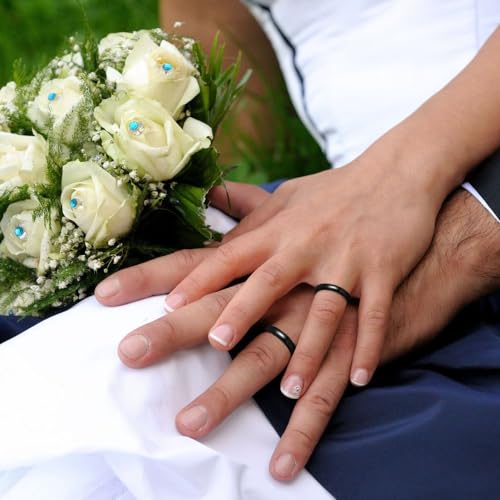 VQYSKO Tungsten Carbide Wedding Cigar Domed Band Ring Men Women 5-14 - color: Black-4mm