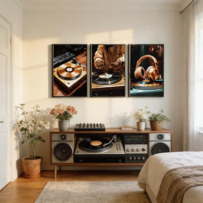 IEMIHZUM DJ Turntable Canvas Wall Art Set of 3 Music Hip Hop Posters16x24in - color: Poster DJ, size: 24L"X16W"
